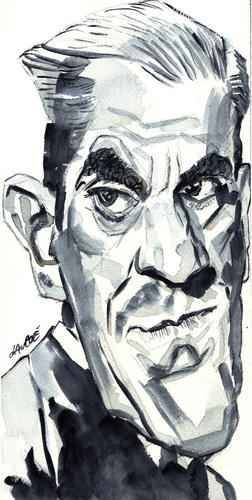 Cartoon: Boris Karloff (medium) by daulle tagged caricature,daulle,watercolor,boris,karloff,frankenstein