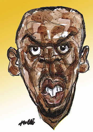 Cartoon: Usain Bolt (medium) by daulle tagged caricature,sport,daulle,usain,bolt