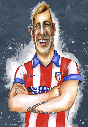 Cartoon: FERNANDO TORRES (medium) by lagrancosaverde tagged fernando,torres,karikature,caricature,caricatura,atletico,madrid,chelsea,espana