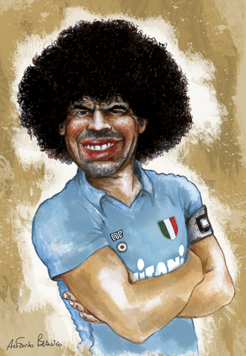 Cartoon: MARADONA (medium) by lagrancosaverde tagged maradona,napoli,argentina,caricature,caricatura