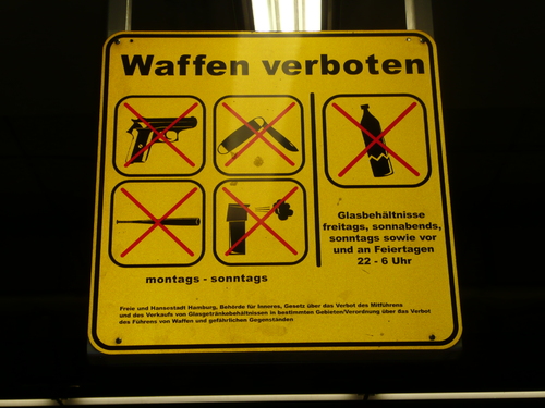 Cartoon: No weapons (medium) by 6aus49 tagged weapons,hamburg,train,station