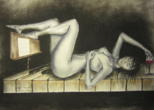 Cartoon: Feierabend (medium) by boogieplayer tagged musikantin