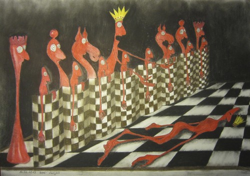 Cartoon: Wer hat die DAME ermordet?? (medium) by boogieplayer tagged schach
