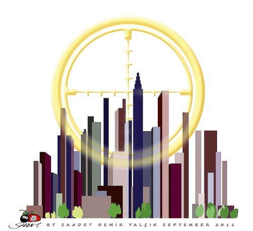 Cartoon: different sun (medium) by saadet demir yalcin tagged saadet,sdy,september11,city,terrorattack