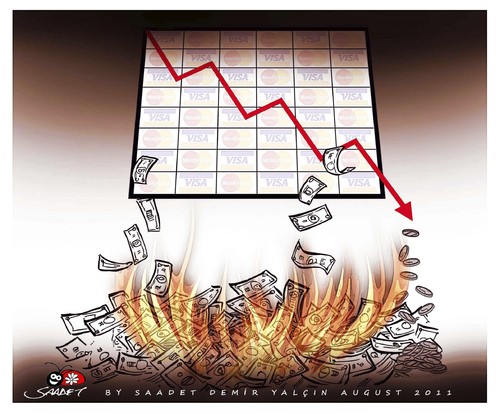 Cartoon: expenditure (medium) by saadet demir yalcin tagged saadet,sdy,money,credit,cards