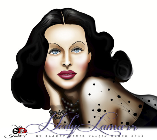 Cartoon: Hedy Lamarr (medium) by saadet demir yalcin tagged lamarr,hedy,sdy,saadet