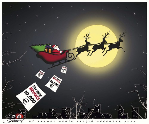Cartoon: Invoice from Santa Claus (medium) by saadet demir yalcin tagged economiccrisis,invoice,santa,newyear,santaclaus,sdy,saadet