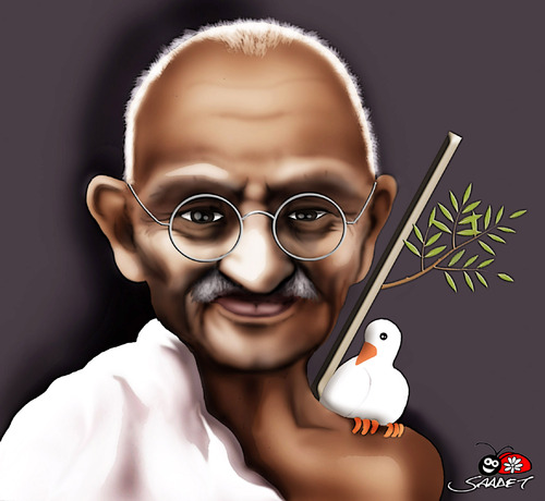 Cartoon: mahatma gandhi (medium) by saadet demir yalcin tagged syalcin,gandhi