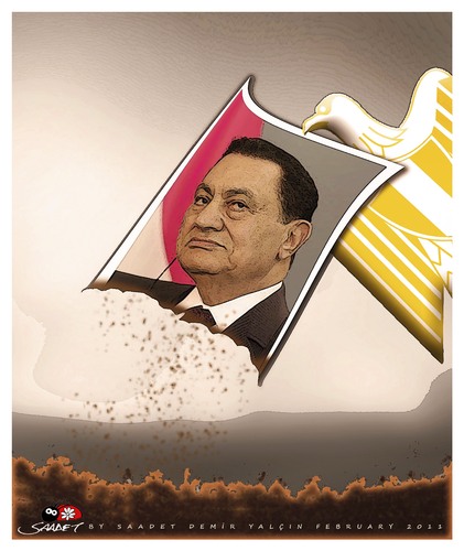 Cartoon: Mubarak is end... (medium) by saadet demir yalcin tagged saadet,syalcin,sdy,turkey,egypt,people