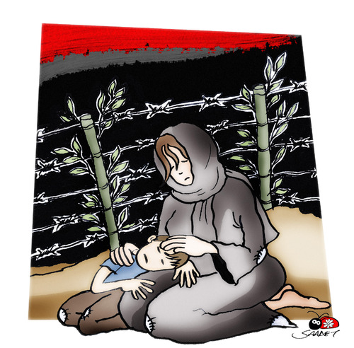 Cartoon: no comment... (medium) by saadet demir yalcin tagged gaza,saadetyalcin