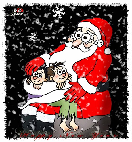 Cartoon: real gift (medium) by saadet demir yalcin tagged saadet,syalcin,newyear,turkey,sdy,noel