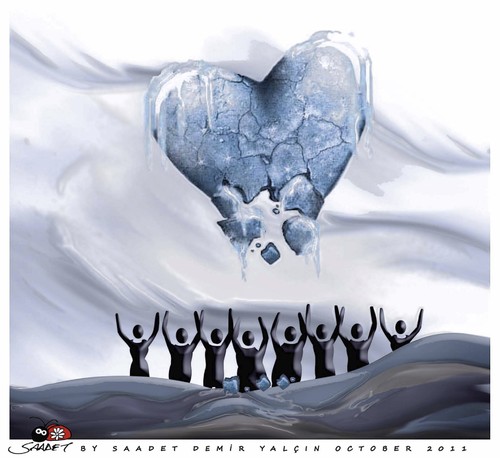 Cartoon: Real Jolt... (medium) by saadet demir yalcin tagged saadet,sdy,humanity,iceheart