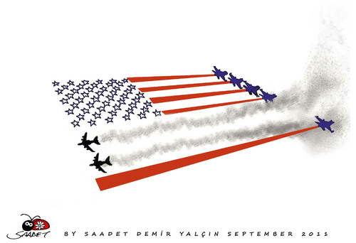 Cartoon: September 11 - 2 (medium) by saadet demir yalcin tagged saadet,sdy,september11,terror,attack