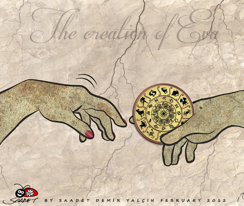 Cartoon: The creation of  Eva (medium) by saadet demir yalcin tagged saadet,sdy,eva,horoskop,hands