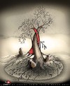 Cartoon: to bid farewell (small) by saadet demir yalcin tagged saadet,syalcin,sdy,turkey,world,human,peace