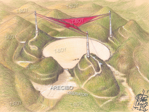 Cartoon: ARECIBO OBSERVATORY (medium) by T-BOY tagged arecibo