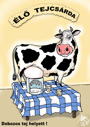 Cartoon: AUTOMATIC MILK LIVE (medium) by T-BOY tagged automatic,milk,live