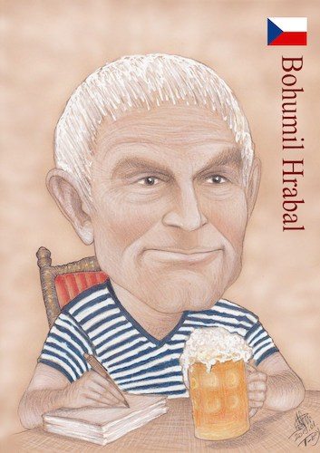 Cartoon: BOHUMIL HRABAL (medium) by T-BOY tagged bohumil,hrabal