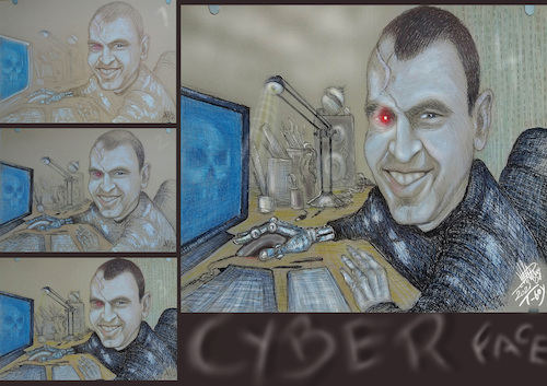 Cartoon: CYBER FACE 2021 (medium) by T-BOY tagged cyber,face,2021