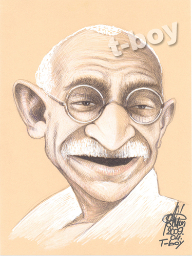 Cartoon: GANDHI (medium) by T-BOY tagged gandhi