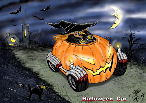 Cartoon: HALLOWEEN CAR (medium) by T-BOY tagged halloween,car