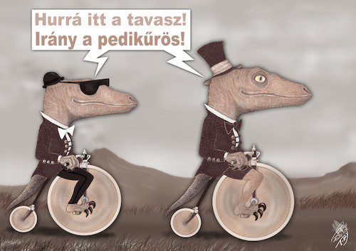 Cartoon: VELOCIRAPTOR SPRING (medium) by T-BOY tagged velociraptor,spring