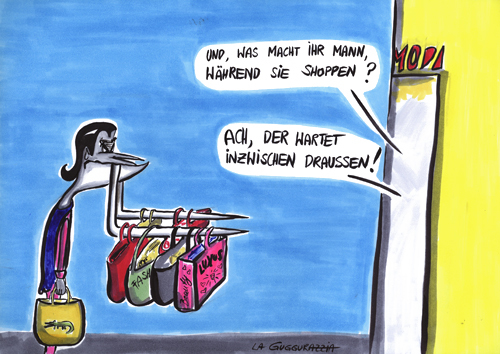 Cartoon: GRAF STAPULA (medium) by LA RAZZIA tagged dracula,shopping,women,shoppintour,hard,core,kaufrausch,mode,fashion,victim