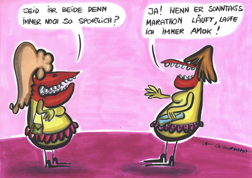 Cartoon: Sportive (medium) by LA RAZZIA tagged sport,frau,marathon,joggen,triathlon