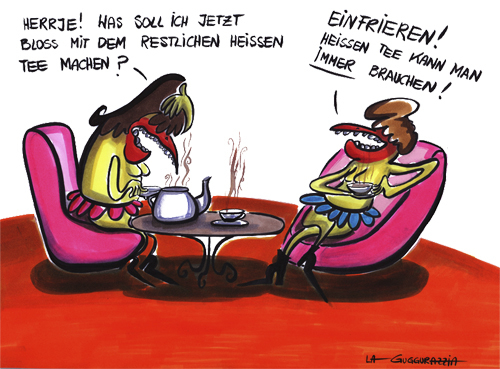 Cartoon: TEETIME (medium) by LA RAZZIA tagged tee,tea,hausfrau