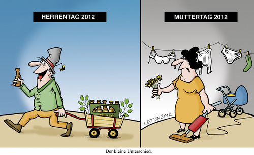Cartoon: Der kleine Unterschied. (medium) by Nottel tagged herrentag,muttertag,ehe,beziehung