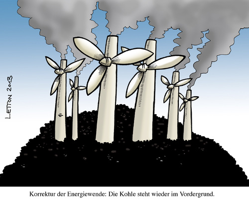 Cartoon: Die Wende bei der Wende? (medium) by Nottel tagged wende,koalitionsverhandlungen,ökoenergie,kohle,energieträger,fossile,eeg,energiewende