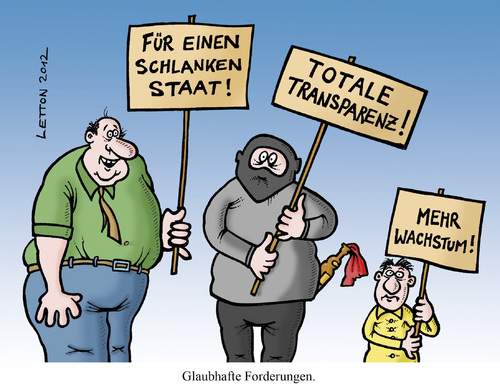 Cartoon: Glaubhafte Forderungen (medium) by Nottel tagged politik,protestbewegung,glaubhaftigkeit