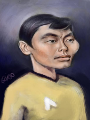 Cartoon: star trek caricature Sulu (medium) by guidosalimbeni tagged sulu,star,trek,caricature,enterprise,stars