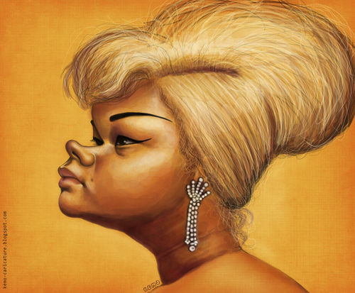 Cartoon: Etta James (medium) by K E M O tagged cartoon,blues,music,karikaturisti,caricature,kemo,james,etta