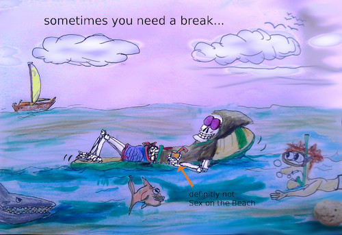 Cartoon: dead holidays (medium) by wheelman tagged sea,swim,holidays,sun,enjoy,death