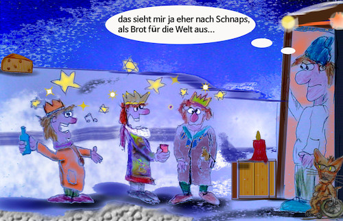 Cartoon: die schrecklichen sternsinger (medium) by wheelman tagged sternsinger,dreikönig,kinder,sammeln,spenden