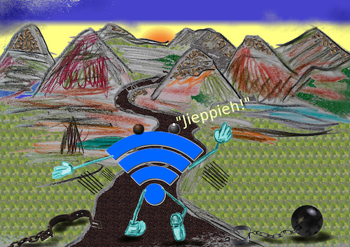 Cartoon: freies Wlan (medium) by wheelman tagged wlan,frei,heit