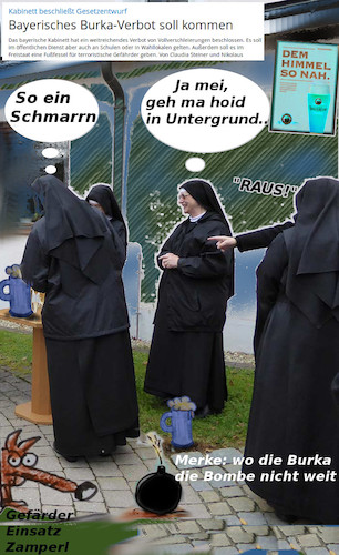 Cartoon: mann sieht schwarz (medium) by wheelman tagged burka,bayern