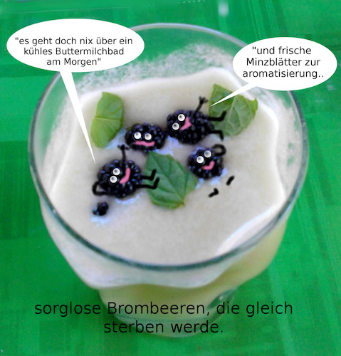 Cartoon: smoothis end (medium) by wheelman tagged smoothi,frühstück,shake,früchte,brombeeren,leben,tod