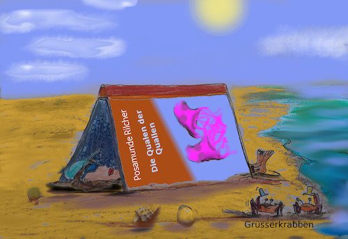 Cartoon: Strandlektüre (medium) by wheelman tagged sonne,meer,urlaub,strand,lesen,dösen,schlafen