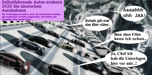 Cartoon: the future will be... (medium) by wheelman tagged autos,zukunft,strasse,selbstfahrend,automatik