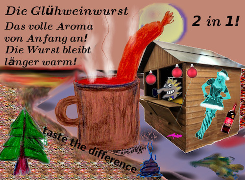 Cartoon: weihnachtsmarkttrend 2017 (medium) by wheelman tagged weihnachten,markt,essen,trinken,wurst,glühwein