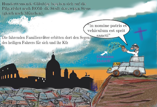 Cartoon: osterstau (medium) by wheelman tagged ostern,auto,stau,rom,papst,heiligtum