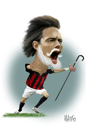 Cartoon: pippo Inzaghi (medium) by geomateo tagged football,inzaghi,italia,soccer,calcio,milan