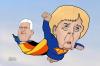 Cartoon: super-angie and frank (small) by geomateo tagged merkel,steinmeier,election,deutschland