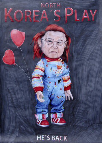 Cartoon: Kim Jong Ily die Mörderpuppe (medium) by Anitschka Art tagged north,korea,nord,mörderpuppe,die,chucky,il,jong,kim