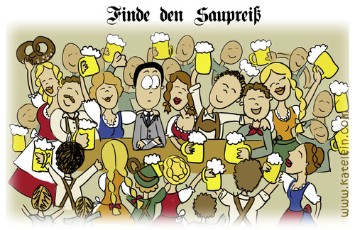 Cartoon: finde den Saupreiß (medium) by katelein tagged oktoberfest,wiesn,bier,bierfest,beer,ozapft