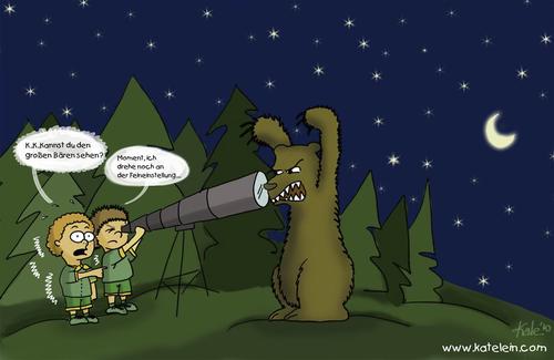 Cartoon: Großer Bär (medium) by katelein tagged großerbär,sternbild,pfadfinder,fernrohr,teleskop,nachthimmel,bär