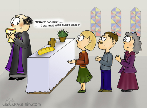 Cartoon: Weinmesse (medium) by katelein tagged wein,wine,pfarrer,kirche,messe