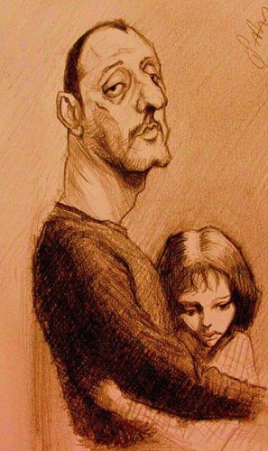 Cartoon: leon (medium) by sahannoyan tagged leon,jean,reno,natalie,portman